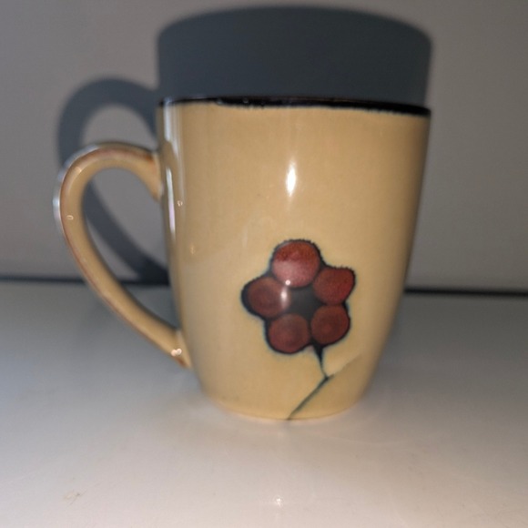 Pfaltzgraff Other - Pfaltzgraff Aster Coffee Mug Red Floral Brown Stoneware 12 oz Vintage